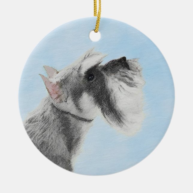 Schnauzer (Giant, Standard) Painting - Dog Art Ceramic Ornament (Front)