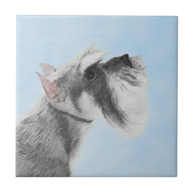 Schnauzer (Giant, Standard) Painting - Dog Art Ceramic Tile (Front)