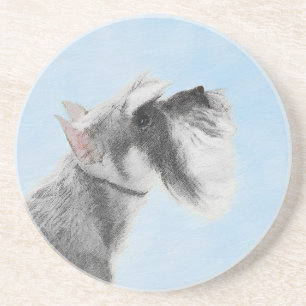 Schnauzer (Giant, Standard) Painting - Dog Art Coaster