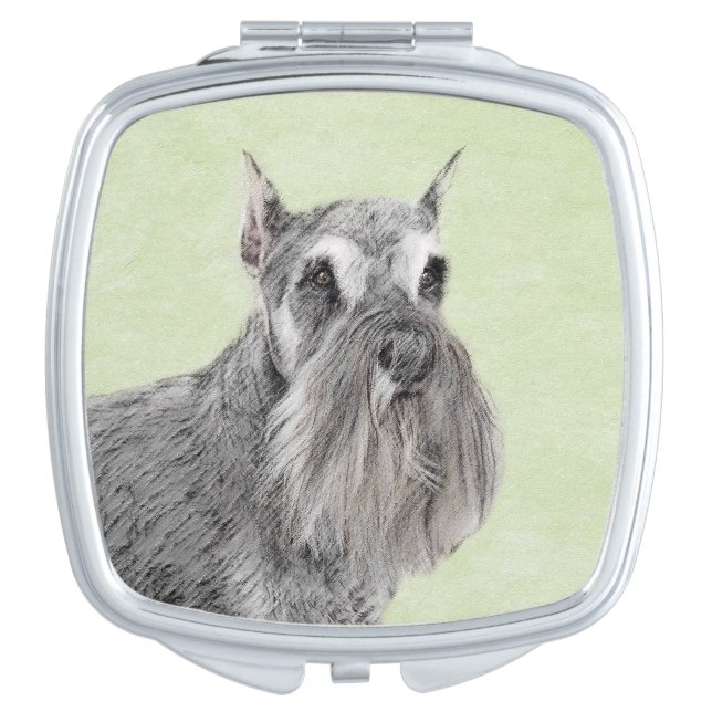 Schnauzer (Giant, Standard) Painting - Dog Art Compact Mirror (Front)