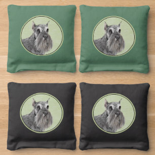 Schnauzer (Giant, Standard) Painting - Dog Art Cornhole Bags