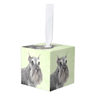 Schnauzer (Giant, Standard) Painting - Dog Art Cube Ornament