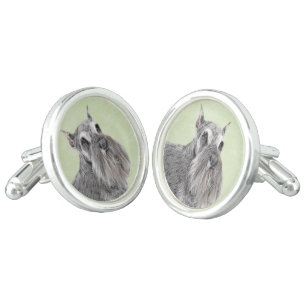 Schnauzer (Giant, Standard) Painting - Dog Art Cufflinks