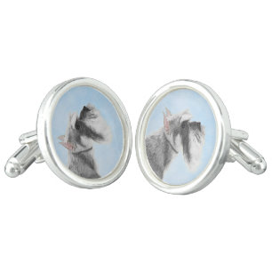 Schnauzer (Giant, Standard) Painting - Dog Art Cufflinks