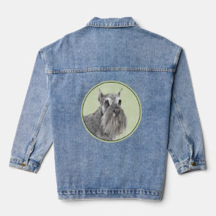 Schnauzer (Giant, Standard) Painting - Dog Art Denim Jacket