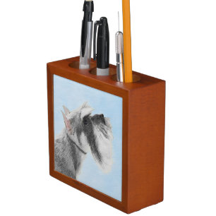 Schnauzer (Giant, Standard) Painting - Dog Art Desk Organizer