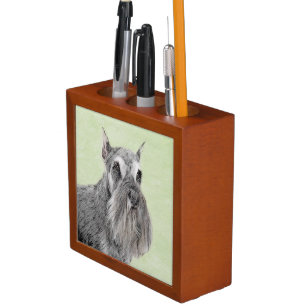 Schnauzer (Giant, Standard) Painting - Dog Art Desk Organizer