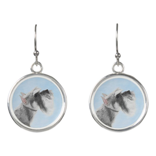 Schnauzer (Giant, Standard)  Painting - Dog Art Earrings (Front)