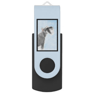 Schnauzer (Giant, Standard) Painting - Dog Art Flash Drive