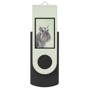 Schnauzer (Giant, Standard) Painting - Dog Art Flash Drive