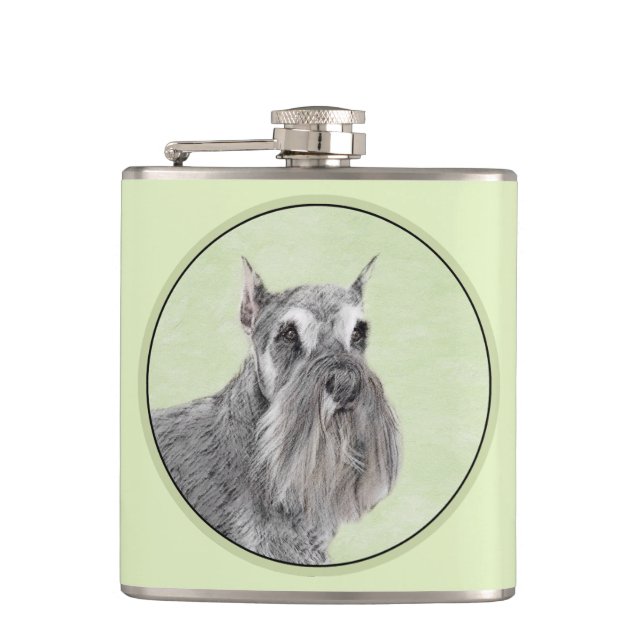 Schnauzer (Giant, Standard) Painting - Dog Art Flask (Front)