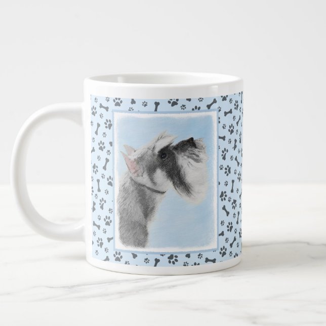 Schnauzer (Giant, Standard) Painting - Dog Art Giant Coffee Mug (Left)