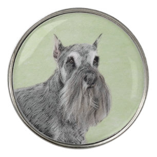 Schnauzer (Giant, Standard) Painting - Dog Art Golf Ball Marker