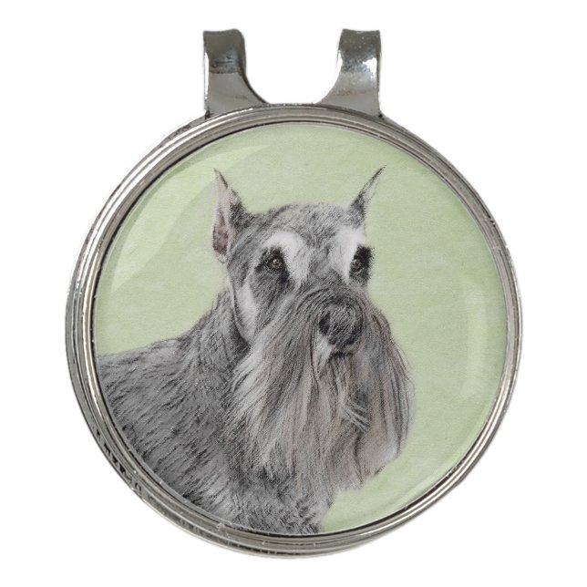 Schnauzer (Giant, Standard) Painting - Dog Art Golf Hat Clip (Front)