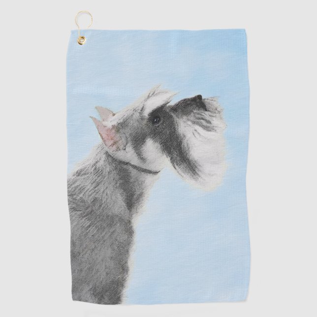Schnauzer (Giant, Standard) Painting - Dog Art Golf Towel (Front)