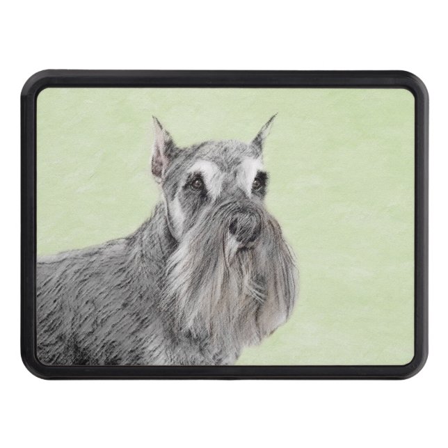 Schnauzer (Giant, Standard) Painting - Dog Art Hitch Cover (Front)