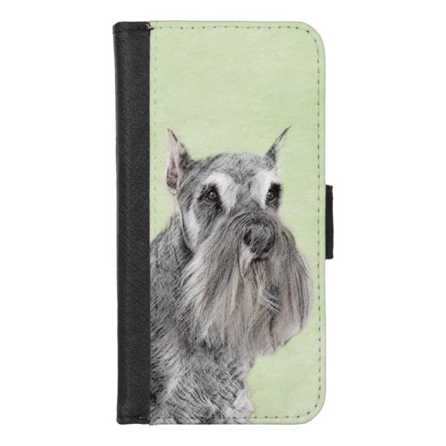 Schnauzer (Giant, Standard) Painting - Dog Art iPhone Wallet Case (Front)