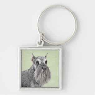 Schnauzer (Giant, Standard) Painting - Dog Art Keychain