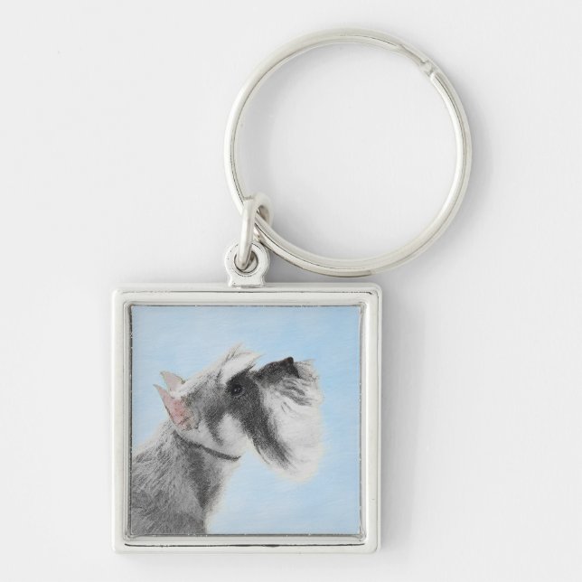 Schnauzer (Giant, Standard) Painting - Dog Art Keychain (Front)