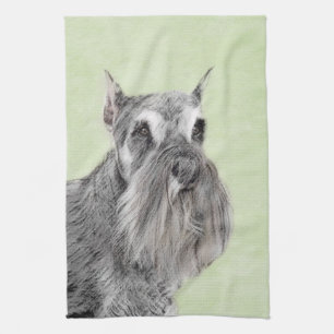 Schnauzer (Giant, Standard) Painting - Dog Art Kitchen Towel