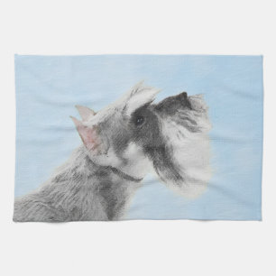Schnauzer (Giant, Standard) Painting - Dog Art Kitchen Towel