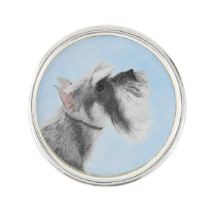 Schnauzer (Giant, Standard) Painting - Dog Art Lapel Pin