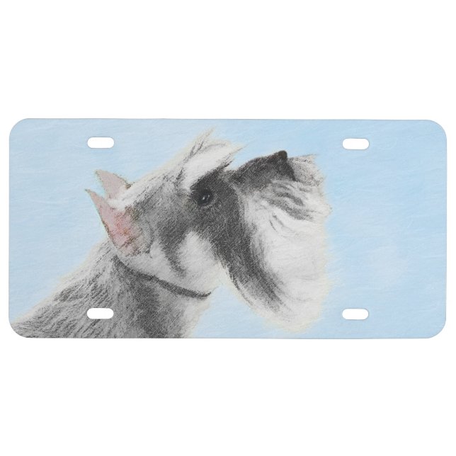 Schnauzer (Giant, Standard)  Painting - Dog Art License Plate (Front)
