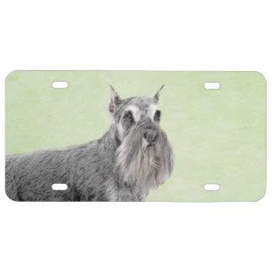 Schnauzer (Giant, Standard) Painting - Dog Art License Plate