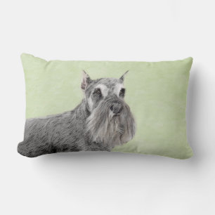 Schnauzer (Giant, Standard) Painting - Dog Art Lumbar Pillow