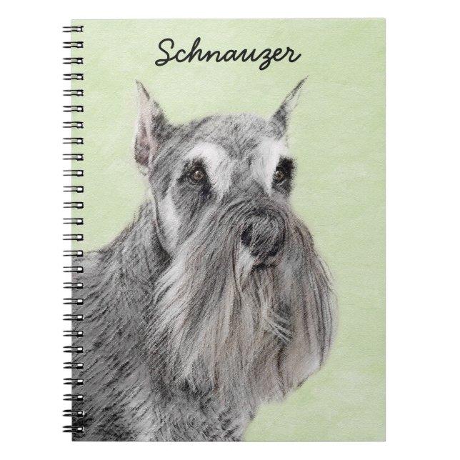 Schnauzer (Giant, Standard) Painting - Dog Art Notebook (Front)