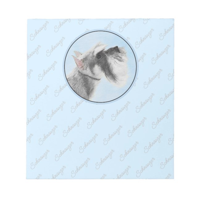 Schnauzer (Giant, Standard)  Painting - Dog Art Notepad (Front)