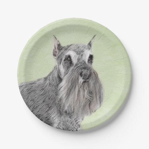 Schnauzer Giant Standard Painting _ Dog Art Paper Plates