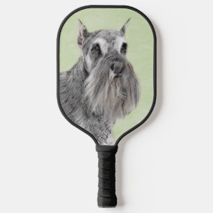 Schnauzer (Giant, Standard) Painting - Dog Art Pickleball Paddle