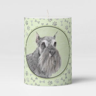 Schnauzer (Giant, Standard)  Painting - Dog Art Pillar Candle