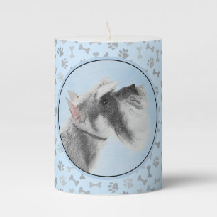 Schnauzer (Giant, Standard)  Painting - Dog Art Pillar Candle