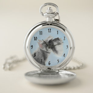 Schnauzer (Giant, Standard) Painting - Dog Art Pocket Watch