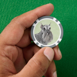 Schnauzer (Giant, Standard) Painting - Dog Art Poker Chips
