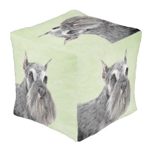 Schnauzer (Giant, Standard) Painting - Dog Art Pouf