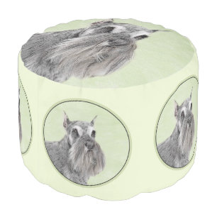Schnauzer (Giant, Standard) Painting - Dog Art Pouf