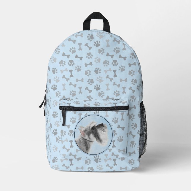 Schnauzer (Giant, Standard)  Painting - Dog Art Printed Backpack (Front)