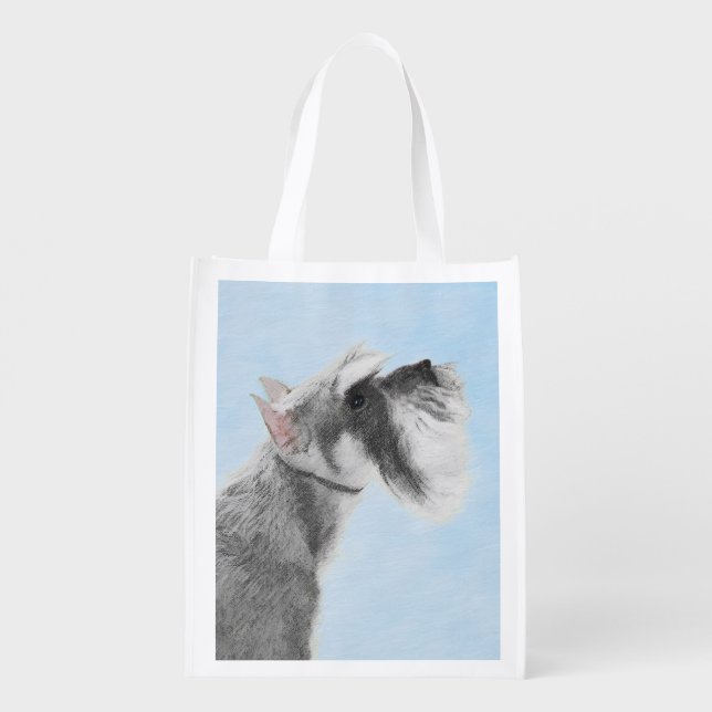 Schnauzer (Giant, Standard)  Painting - Dog Art Reusable Grocery Bag (Back)