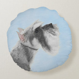 Schnauzer (Giant, Standard)  Painting - Dog Art Round Pillow