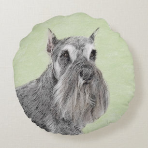 Schnauzer (Giant, Standard) Painting - Dog Art Round Pillow