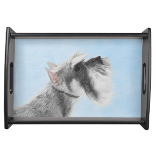 Schnauzer (Giant, Standard) Painting - Dog Art Serving Tray