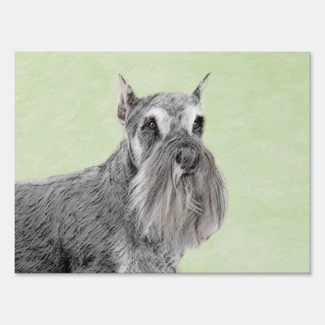 Schnauzer (Giant, Standard) Painting - Dog Art Sign (Front)