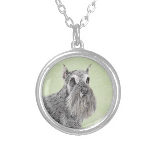 Schnauzer Giant Standard Painting _ Dog Art Silver Plated Necklace