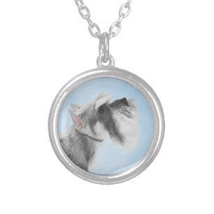 Schnauzer (Giant, Standard) Painting - Dog Art Silver Plated Necklace