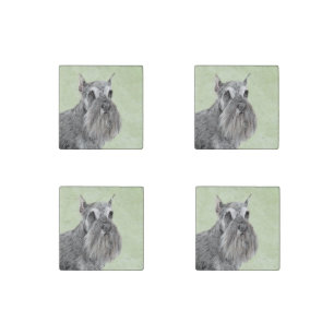 Schnauzer (Giant, Standard) Painting - Dog Art Stone Magnet