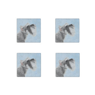 Schnauzer (Giant, Standard) Painting - Dog Art Stone Magnet
