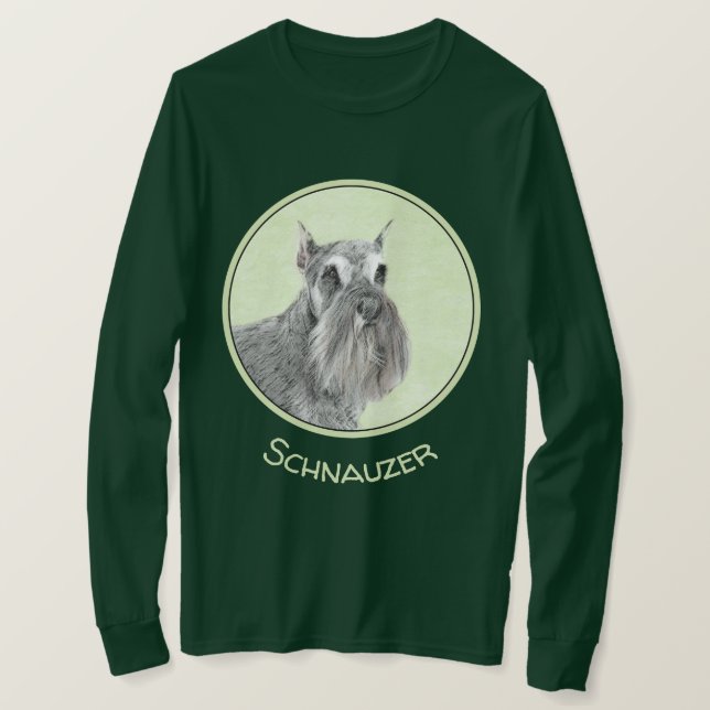 Schnauzer (Giant, Standard) Painting - Dog Art T-Shirt (Design Front)